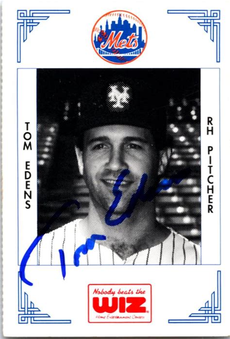 Tom Edens Autographed Baseball Card New York Mets Lc Wiz Mini