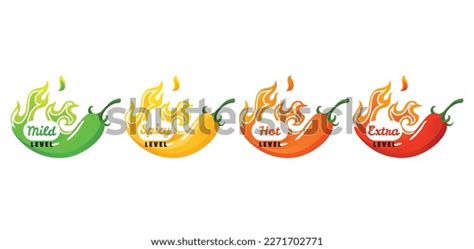 Spicy Level Hot Chili Pepper Icons Stock Vector Royalty Free Shutterstock