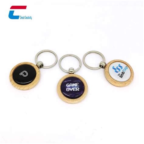 Programmable Wood Rfid Key Tag Nfc Epoxy Keychain Key Fob Wholesale