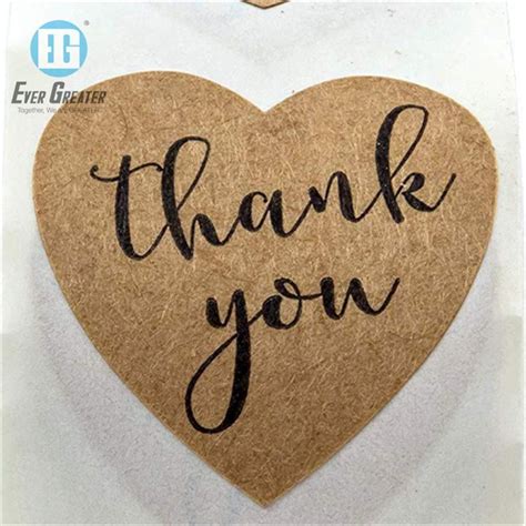 Custom Round Heart Shape Kraft Paper Adhesive Labels Thank You Stickers