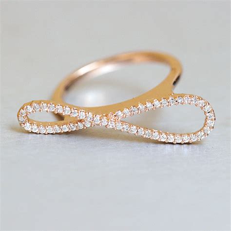 Pave Rose Gold Bow Ring Sterling Silver - kellinsilver.com