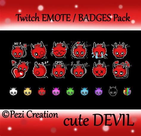 Cute Devil Twitch Emote Badges 12 Pack Teufel Badge Emoji Etsy