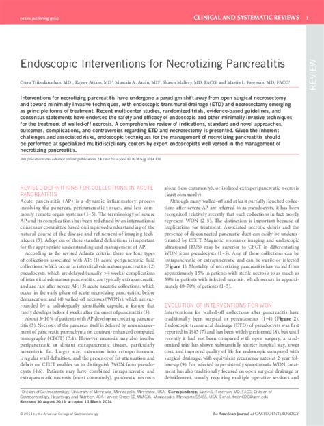 Pdf Endoscopic Interventions For Necrotizing Pancreatitis Rajeev Attam And Mustafa Arain