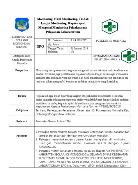 8145 Sop Hasil Monitoring Tindak Lanjut Monitoring Rapat Rapat