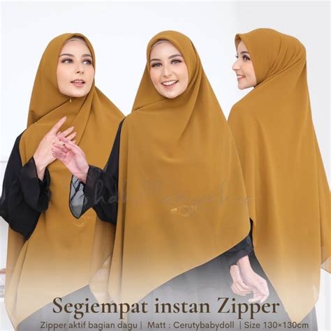 Jual Jilbab Segi Empat Instan Zipper Ceruty Syari Hijab Segitiga