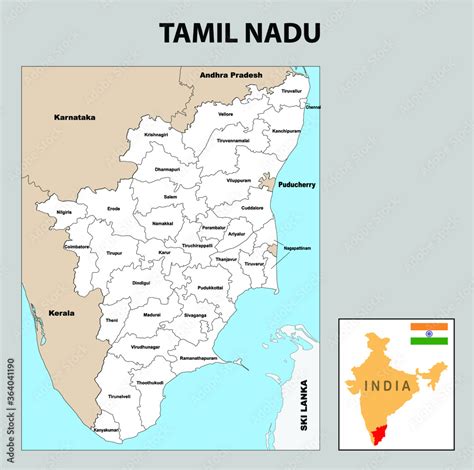 Obraz Tamil Nadu Map Political And Administrative Map Of Tamil Nadu