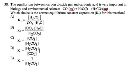 Solved The Equilibrium Between Carbon Dioxide Gas And