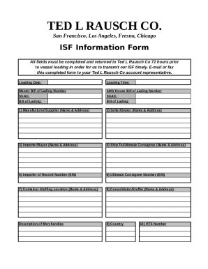 Fillable Online ISF Information Form Fax Email Print PdfFiller