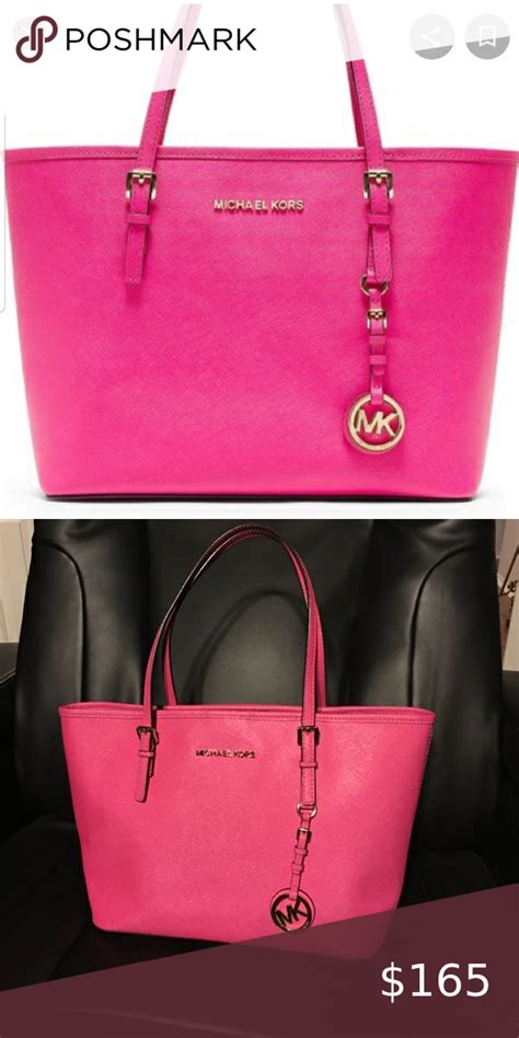 Mk Jet Set Tote Hot Pink Like New Condition Michael Kors Bags Totes Michael Kors Bag