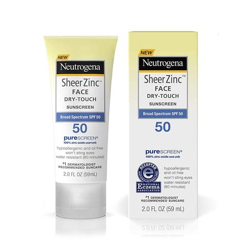 Neutrogena Sheer Zinc Face Dry Touch Sunscreen With Broad Spectrum Spf 50