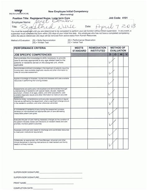 Cna Printable Nursing Skills Competency Checklist