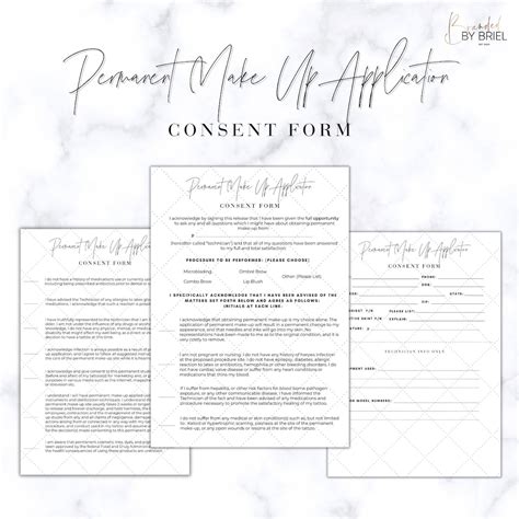 Simple Permanent Makeup Consent Form Etsy