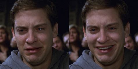 Tobey Maguire Cry Smile Meme