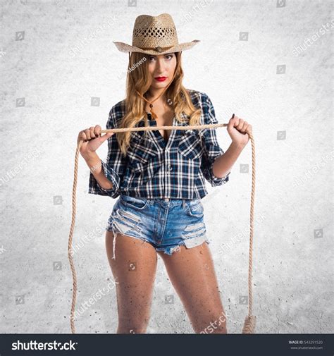 Sexy Blonde Woman Cowgirl On Textured Stock Photo 543291520 Shutterstock