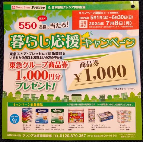 懸賞情報♪東急ストア1件 クレシア 自転車屋の妻の懸賞ライフとヒトリゴト