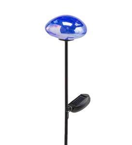 Solar Glowing Glass Globe Garden Stake Green Wind And Weather