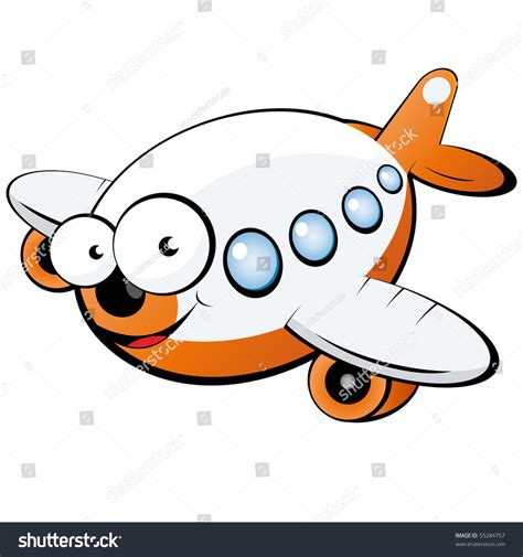 Funny Cartoon Plane Stock Vector Illustration 55284757 Shutterstock