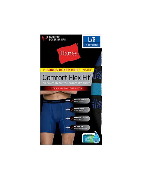 Hanes Cffbp4 Mens Comfort Flex Fit Breathable Mesh Boxer Briefs 4 Pack Includes 1 Free Bonus