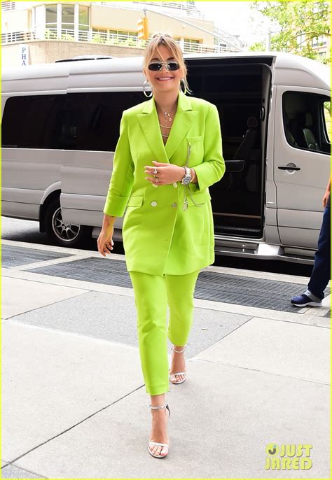 Photo Rita Ora Lime Green Suit 05 Photo 3916536 Just Jared