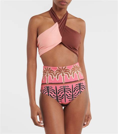 Printed High Rise Bikini Bottoms In Pink Johanna Ortiz Mytheresa