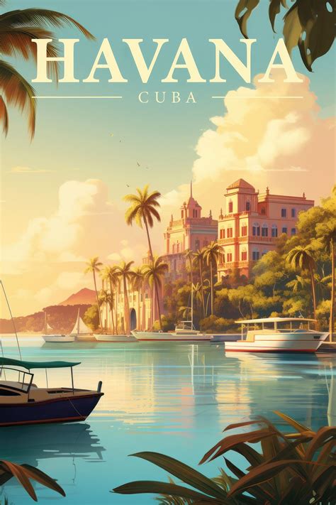 Printable Vintage Havana Travel Poster Retro Cuba Art Instant Download