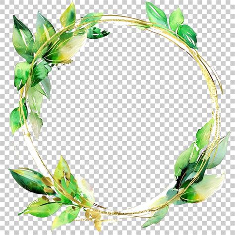 Premium Psd Elegant Watercolor Floral Frame Wreath With Gold Circle