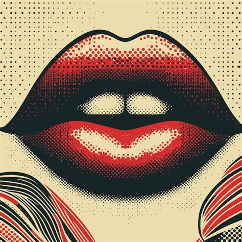 Premium Vector Retro Halftone Vector Abstract Female Lips