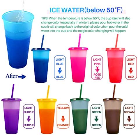 Color Changing Tumblers Cups With Lids Straws 7 Reusable Bulk