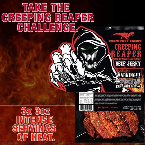 Buy Jurassic Jerkys “creeping Reaper” Carolina Reaper Beef Jerky 1 3oz Bag The Reaper Is The