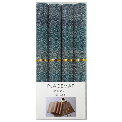 Set Of 4 Placemats 45 X 30 Cm Blue Kitchenshop