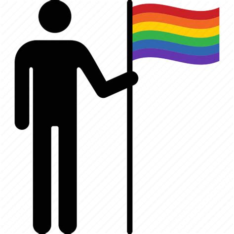 Flag Gay Holding Man Person Pride Rainbow Icon Download On