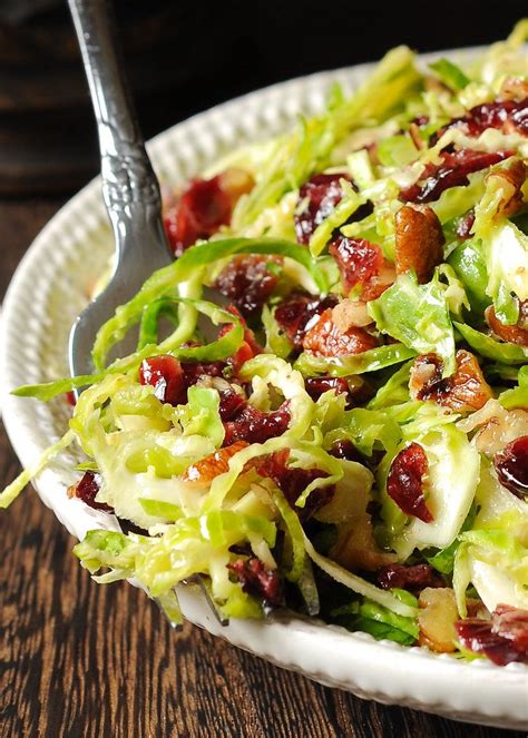 Honey Mustard Brussels Sprout Salad With Cranberries And Pecans Brussel Sprout Salad Sprouts