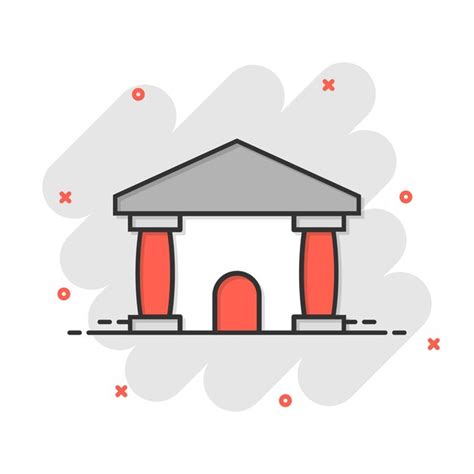 Premium Vector Bank Building Icon In Comic Style Government