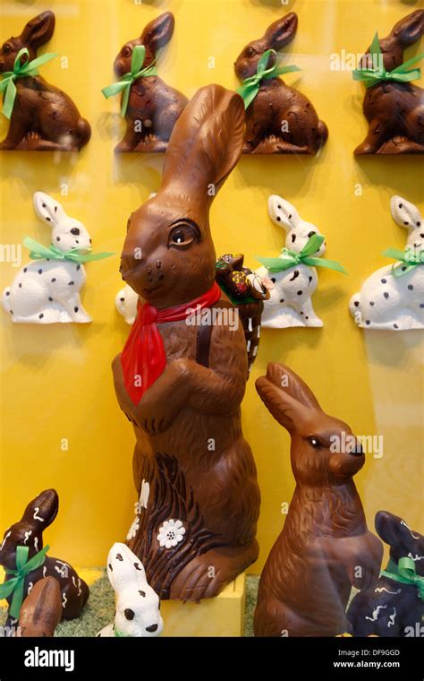 Chocolate Easter Bunny In A Shop Vienna Austria Europe Stock Photo