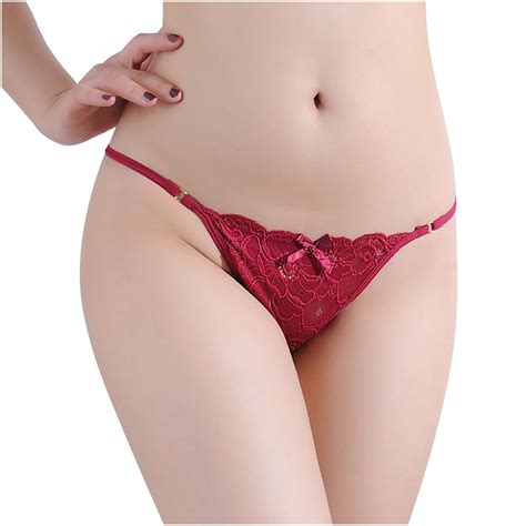 Fengqque Womens Sexy Lingerie Lace Open Thong Pes G Pants Lingerie