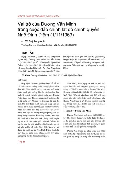 (PDF) The role of Duong Van Minh in the coup d’etat to overthrow Ngo Dinh Diem’s government ...