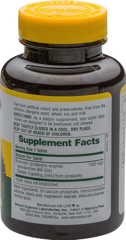 Ultra Bromelain 1500 Mg 60 Tabletten Nature S Plus Bol