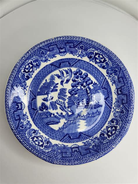 Vintage Alfred Meakin Old Willow Pattern China Saucer Blue Etsy