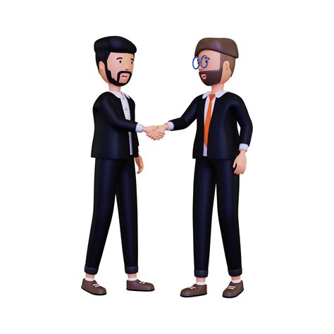 D Two Business People Shake Hands Png