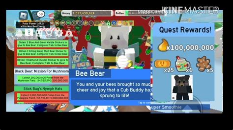 Completing Bee Bear 15th Quest And Getting A Cub Buddy In Bee Swarm