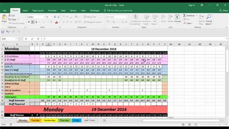 Nursery Rota Spreadsheet Youtube