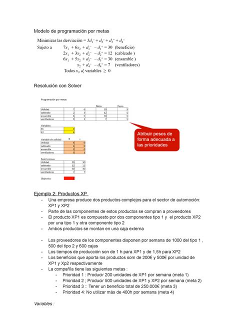 Modelo De Programación Por Metas Modelo De Programación Por Metas