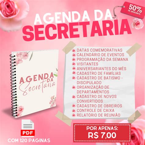 Agenda Para Secretaria Da Igreja Agenda De Secretaria Permanente 📚🌸💕