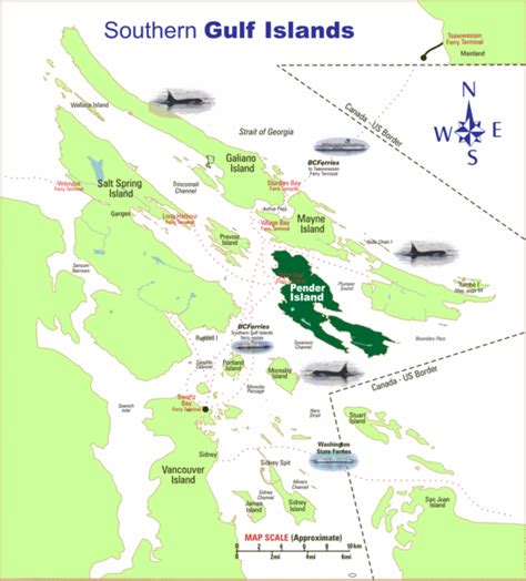 Southern Gulf Islands Map - Pender Island • mappery