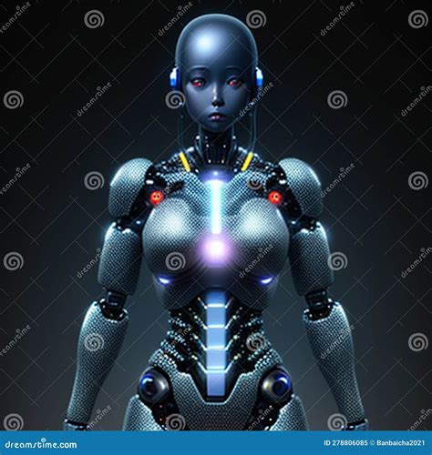 Imagen Del Robot Que Desmonta La Cara De Un Robot Humanoide Stock De