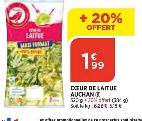 Offre Cœur De Laitue Auchan chez Atac