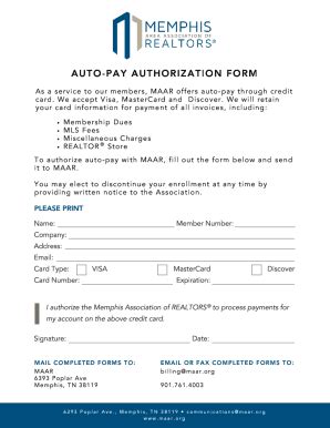 Fillable Online Authorization For AutoPay Enrollment Form Fax Email