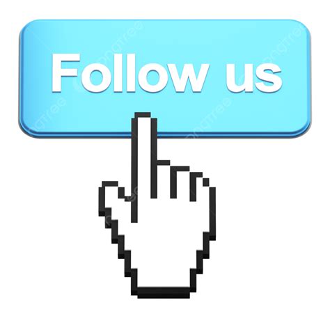 Hand Shaped Mouse Cursor Press Follow Us Button Internet Background