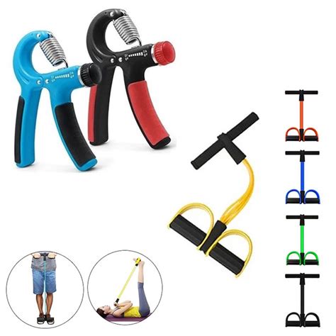 Kit Hand Grip De Mola Ajustável Flexor De Punho Corda 4 Tubos Pedal