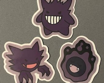 Chibi Pokemon Kanto Ghosties Gastly Haunter Gengar Enamel Pins Etsy